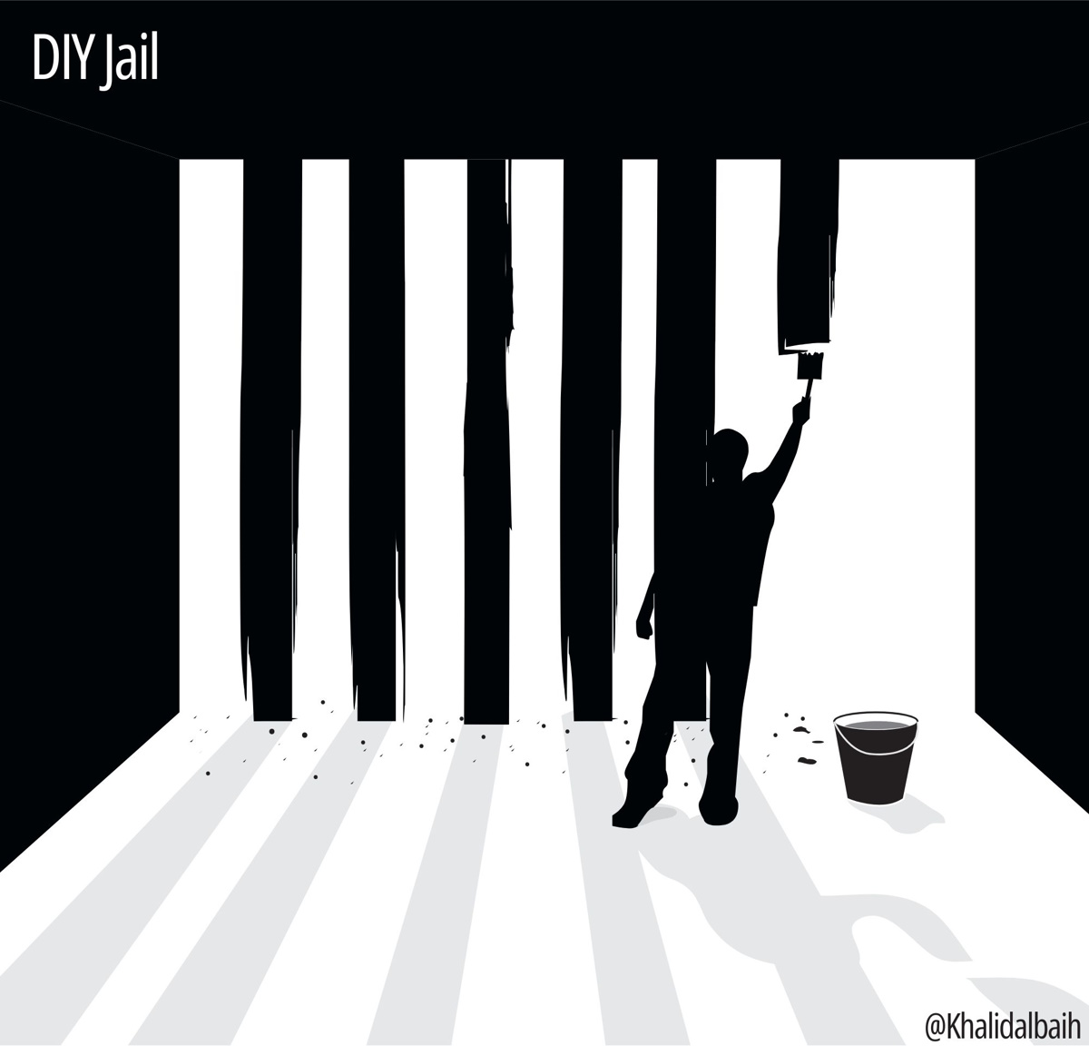 Khalid Albaih, DIY Jail, 2019, disegno digitale.