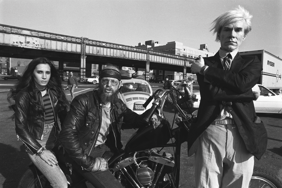 Christopher Makos Andy with Bikers, 1981. Photograph © Christopher Makos